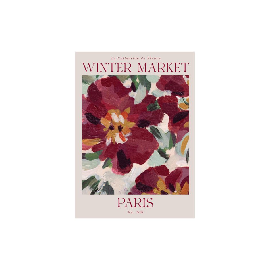 Poster WINTER MARKET mit schwarzem Bilderrahmen